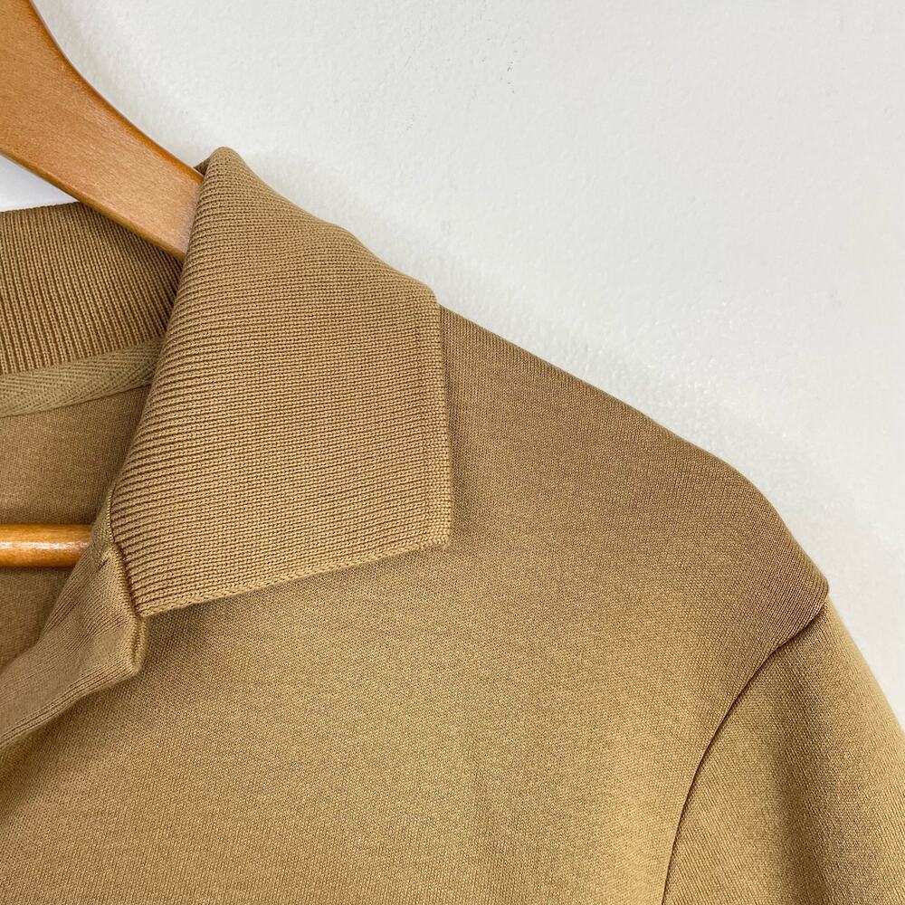 AYR Franny Pima Cotton Knit Classic Polo Shirt Top Camel Tan Chipwich Womens M - Picture 5 of 12